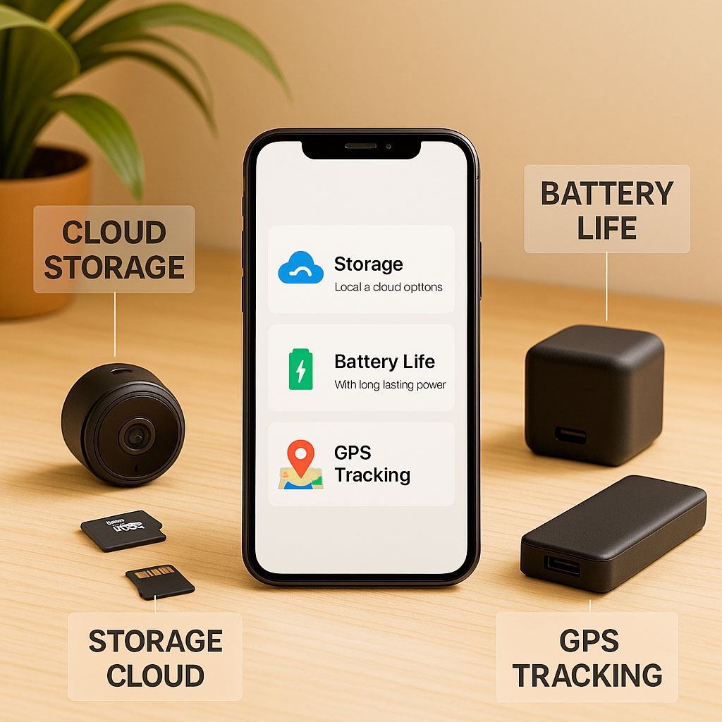 Présentation des fonctionnalités d’un traceur GPS et d’une mini caméra avec interface mobile